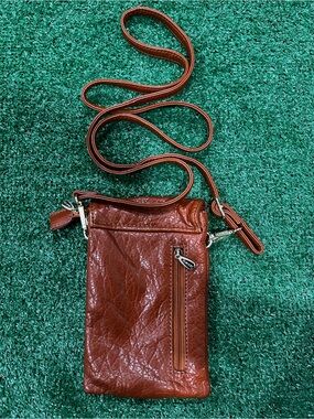 Minicat Brown Faux Leather Crossbody Cell Phone Purse
